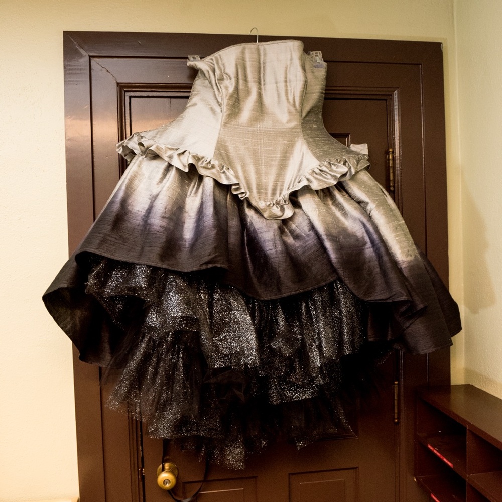Alternative Wedding Dress Silver and Black Ombré High-Low Dress